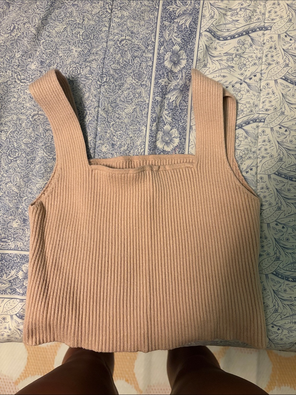 Target Beige Ribbed Square-Neck Crop Tank